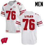 Men's Wisconsin Badgers NCAA #76 Kayden Lyles White Authentic Under Armour Stitched College Football Jersey JP31O26EO